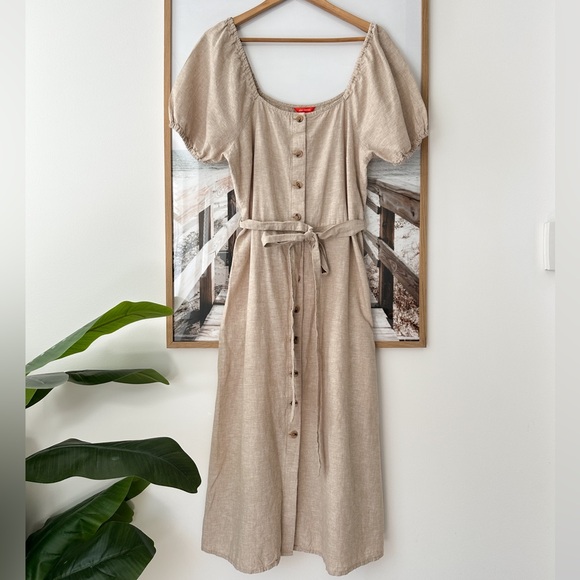 JOE FRESH Linen Blend Midi Button Front Dress - Picture 4 of 12